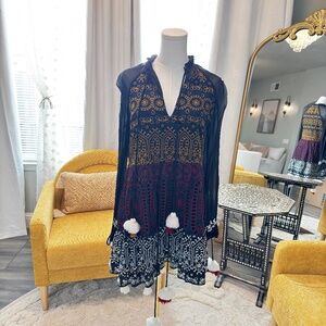 Hemant & Nandita Embroidered Tassel Mini Dress S